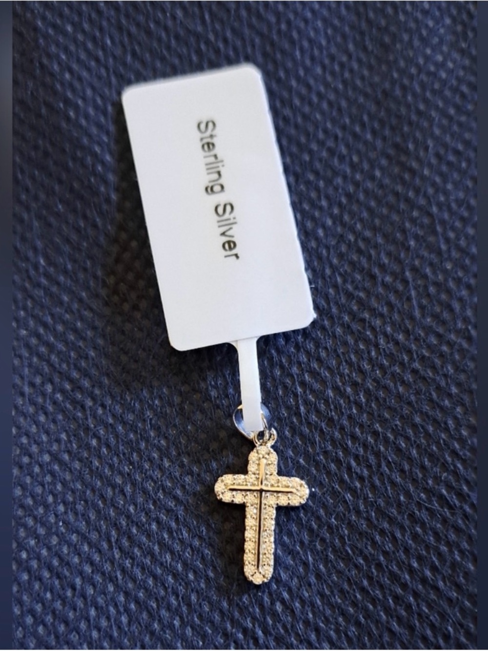 Mossinanite Sterling Silver Cross Pendant Y925M with Black Inlay